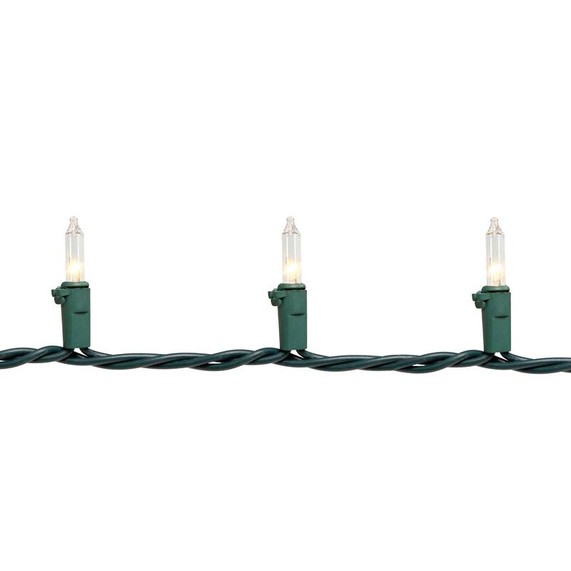 100-Count Clear Mini Christmas Light Set, 20.25ft Green Wire