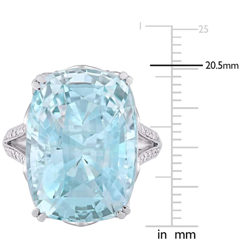 Miadora 23ct TGW Cushion-Cut Sky-Blue Topaz & 5/8ct TDW Diamond Cocktail Ring in 14k White Gold