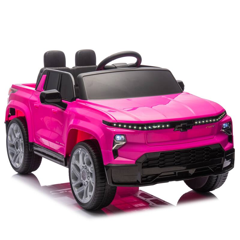 24V Licensed Chevrolet Silverado EV Ride-On Car for Kids with Slow Start, LED Lights, Bluetooth, USB, MP3, and Remote Control