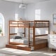 preview thumbnail 1 of 34, Full over Full Size Bunk Bed with Ladders, Solid Wood Kids Storage Bed Frame with 2-Storage Drawers for Bedroom, Walnut Walnut