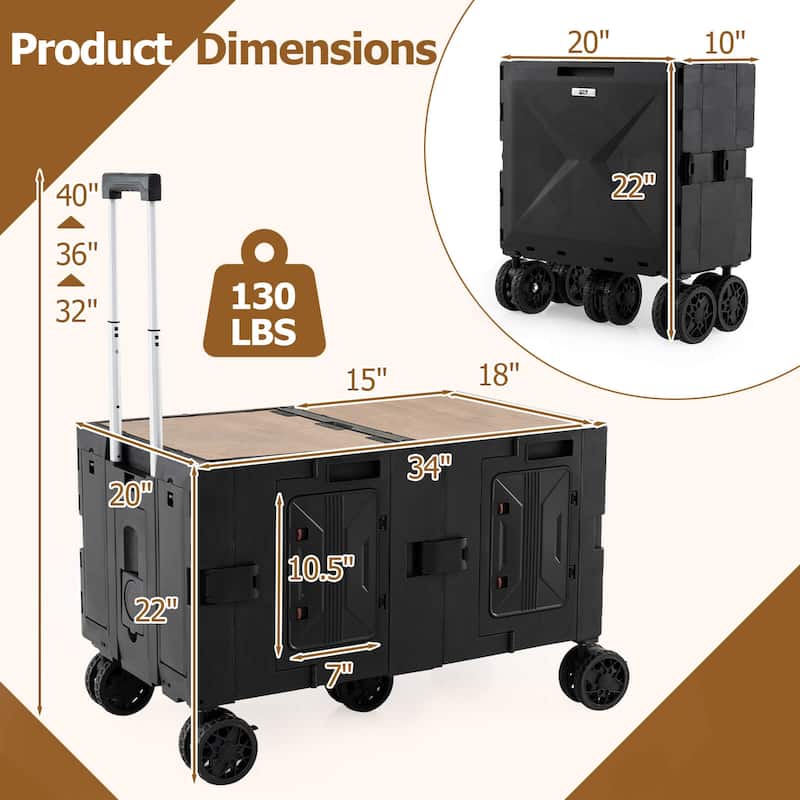 Costway Large Foldable Utility Cart with 2-Tier Storage Crates 5 - See Details