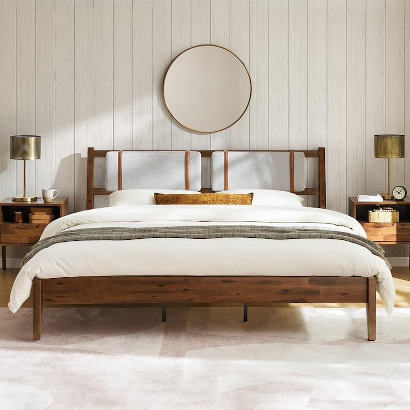 Mopio Ted Acacia Solid Wood Bed Frame with Headboard