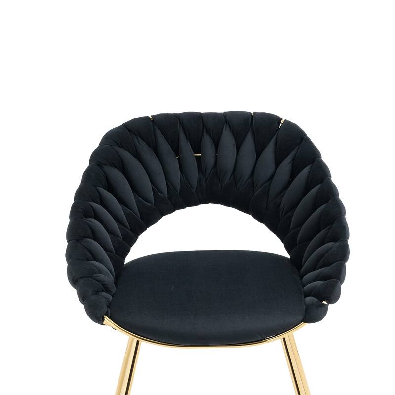 Black Velvet Accent Chairs Side Chair Vanity Desk Chair ( Set of 2 )