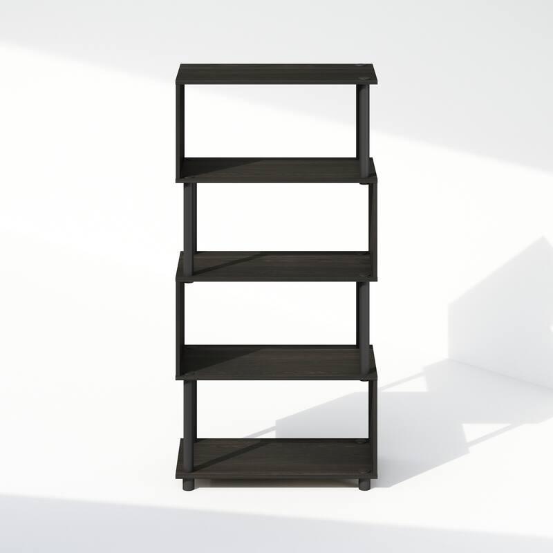 48 in. Tall Espresso Wood 5-Shelf Bookcase