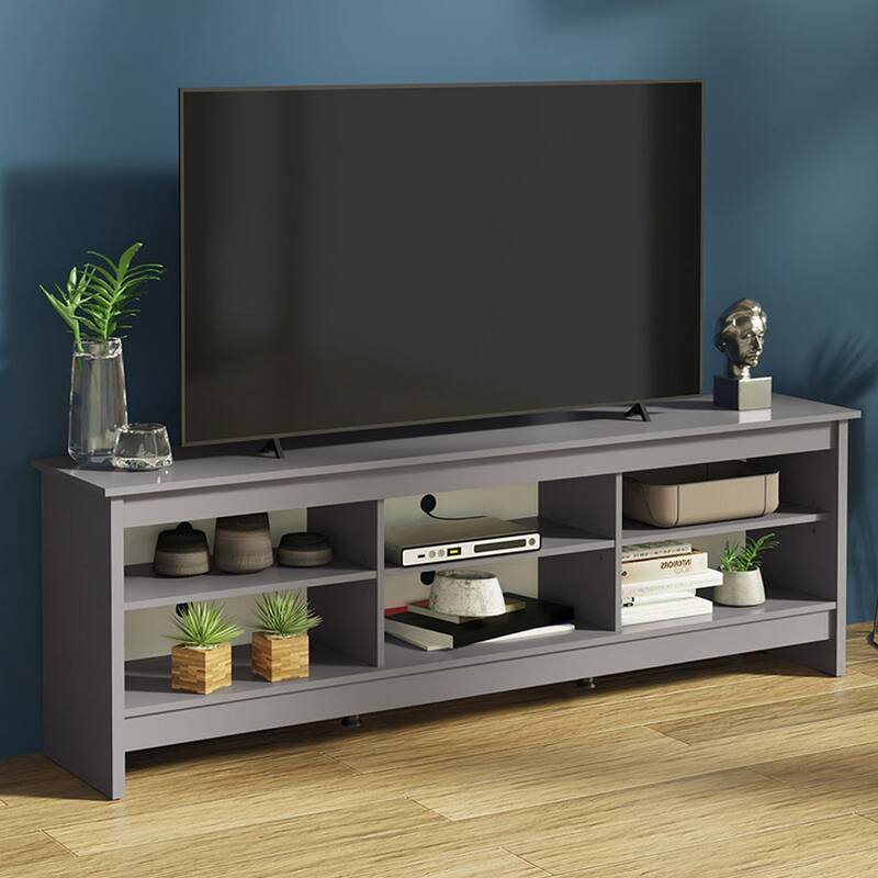 Madesa Media Console TV Stand Entertainment Center with 6 Shelves and Cable Management for 65, 75 Inch Television