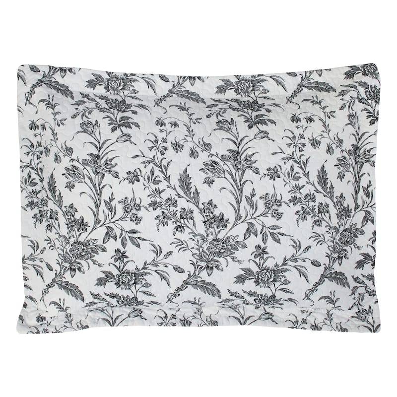 Laura Ashley Amberley Reversible Black Cotton Quilt Set