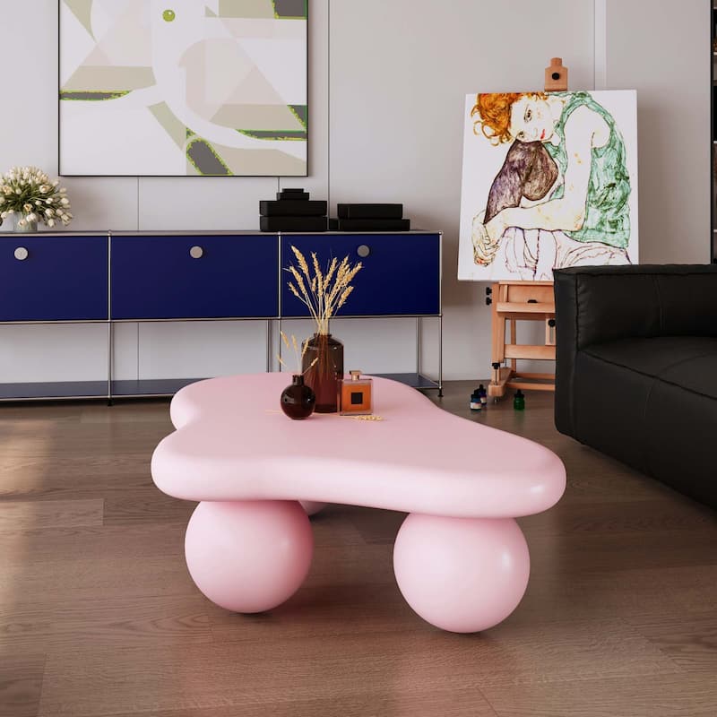 Cloud Shaped Coffee Table with 3 Ball Legs