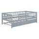 preview thumbnail 14 of 46, Wooden Daybed, Twin Sofa Bed with Trundle and Fence Guardrails for Kids Teens Adults, Wood Slat Support, No Box Spring Needed