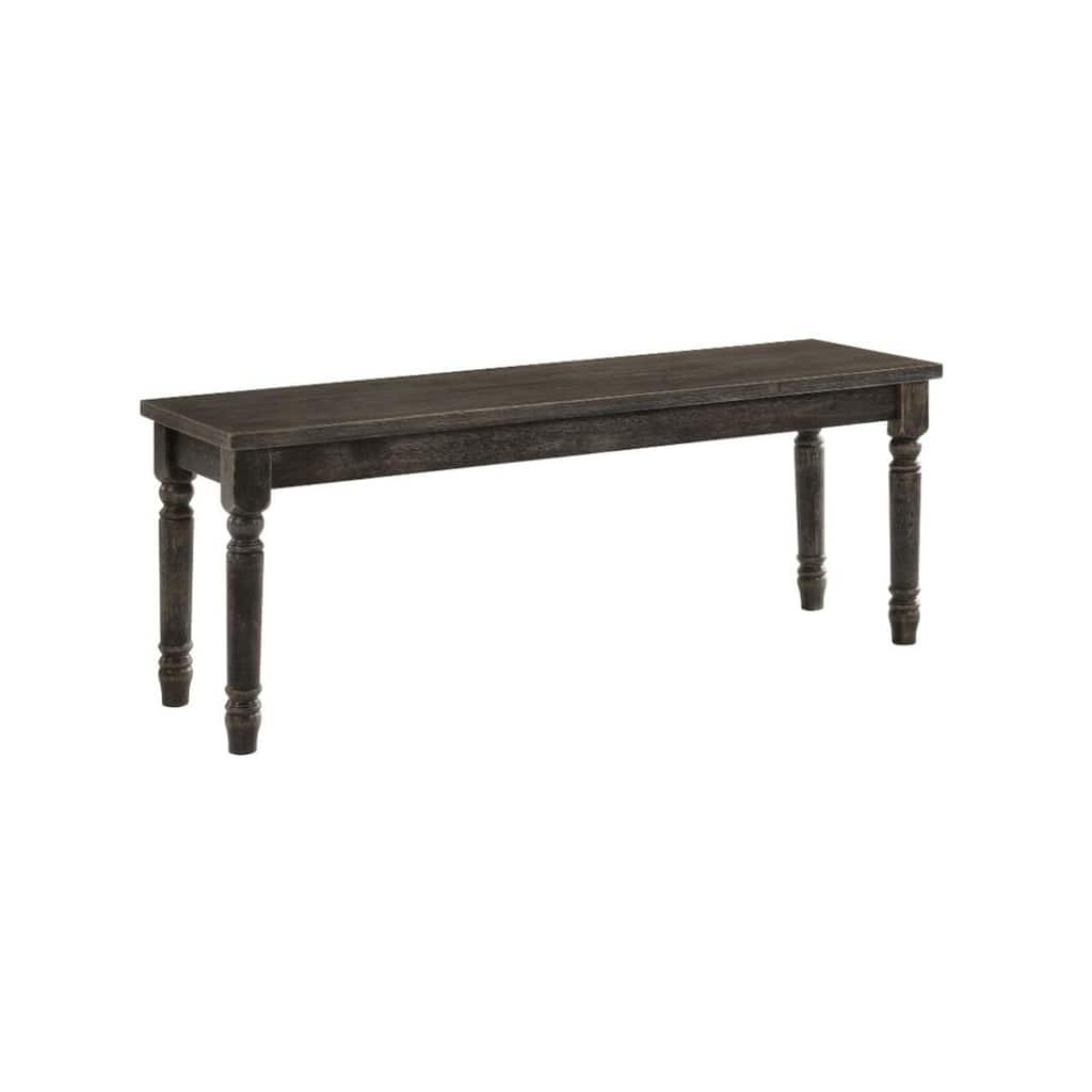 Rectangular Wooden Bench in Weathered Gray Finish