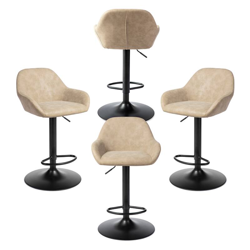 Glitzhome Mid-Century Height Adjustable Faux Leather Swivel Counter Bar Stools