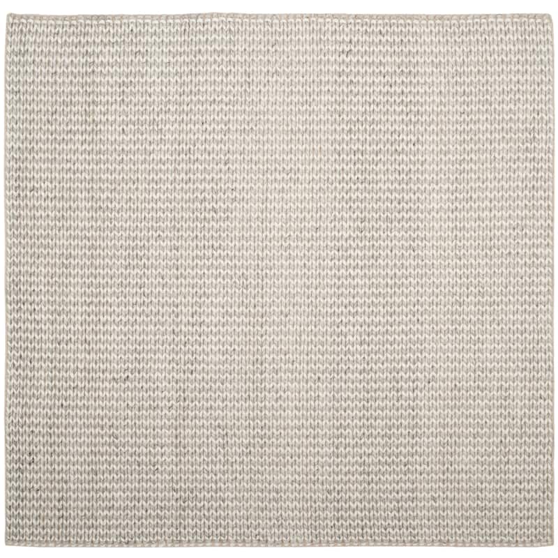 SAFAVIEH Handmade Natura Nhuan Geometric Wool Rug - 6' Square - Ivory/Silver