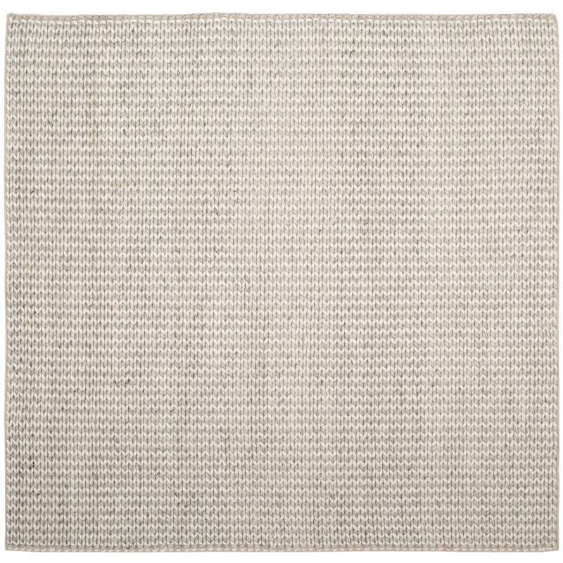 SAFAVIEH Handmade Natura Steinvor Geometric Wool Rug - 4' x 4' Square - Ivory/Silver