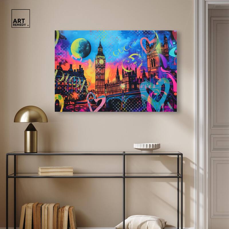 London Graffiti Canvas by Art Remedy, Gallery Wrapped