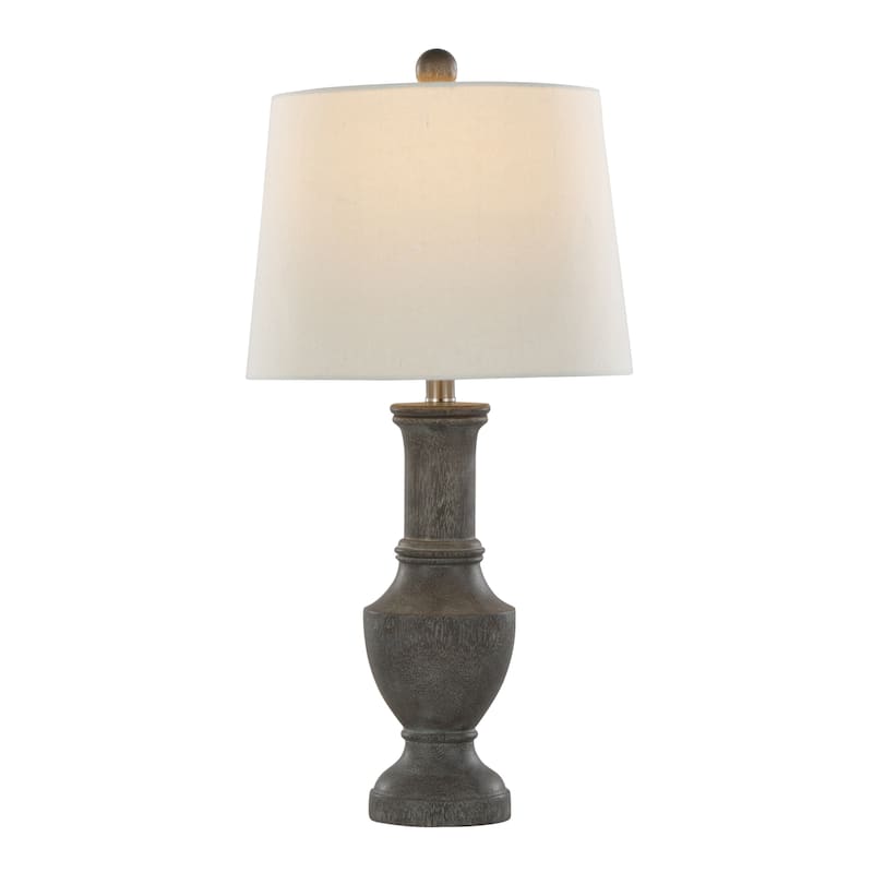 The Gray Barn Louisette 26" Polyresin Table Lamp (Set of 2) - Brown Faux Wood Poly/White Linen