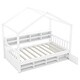 preview thumbnail 5 of 7, Twin Size Wooden House Bed with Shelves and a Mini-cabinet, White