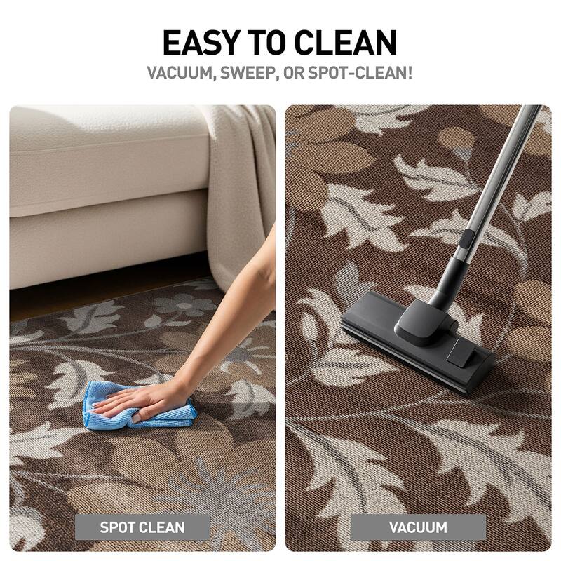 Contemporary Floral Area Rug for Living Room, Bedroom, or Entryway - Low Pile Indoor Rug