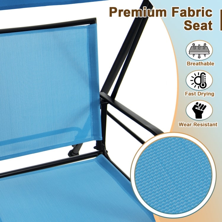 2-Seat Outdoor Canopy Swing with Comfortable Fabric Seat and Heavy-duty Metal Frame - 58" x 45" x 70"