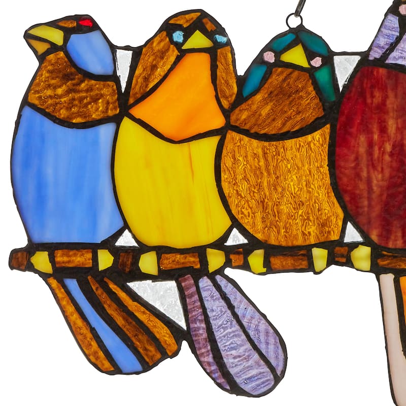 River of Goods Stained Glass Birds on Wire 9.25-in. Window Panel - 24.25"L x 0.25"W x 9.5"H