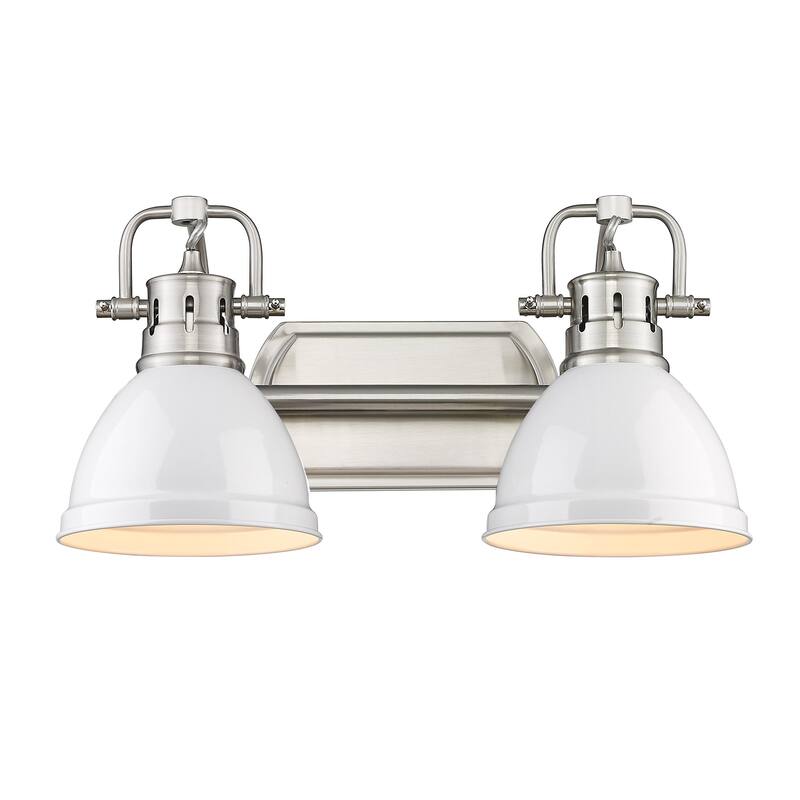 Golden Lighting Duncan 2 Light 17" Wide Bathroom Vanity Light - Pewter / White