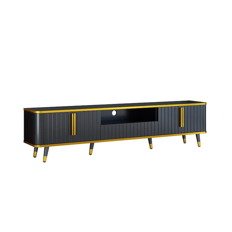 Luxury Minimalism TV Stand with Open Storage Shelf for TVs Up to 85" - Gold+Black