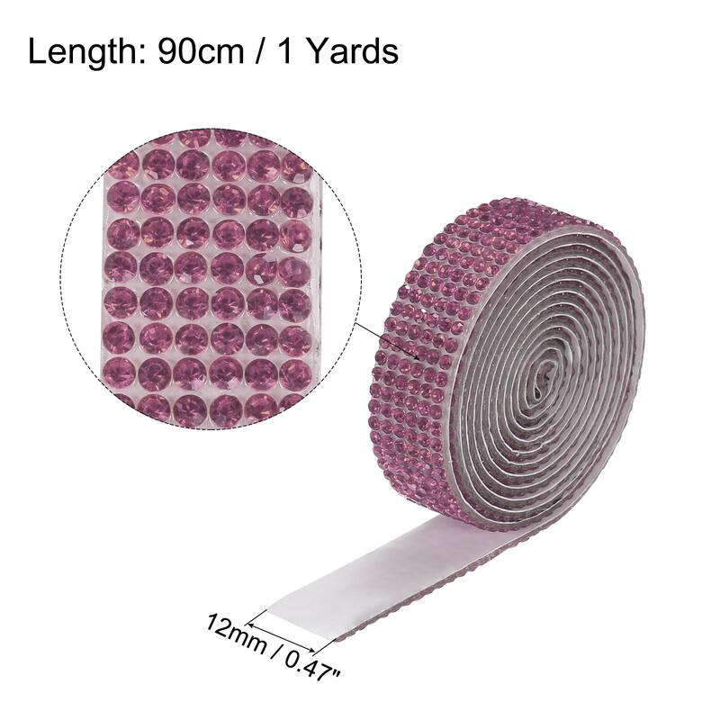 3 Roll 1 Yard 12mm Self Adhesive Crystal Ribbon - Gold,Purple,Light Purple