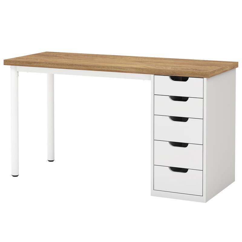 Modern Vanity Desk with 5 Reversible Drawers, Multiple Storage Makeup Desk, Christmas Gift for Home Use