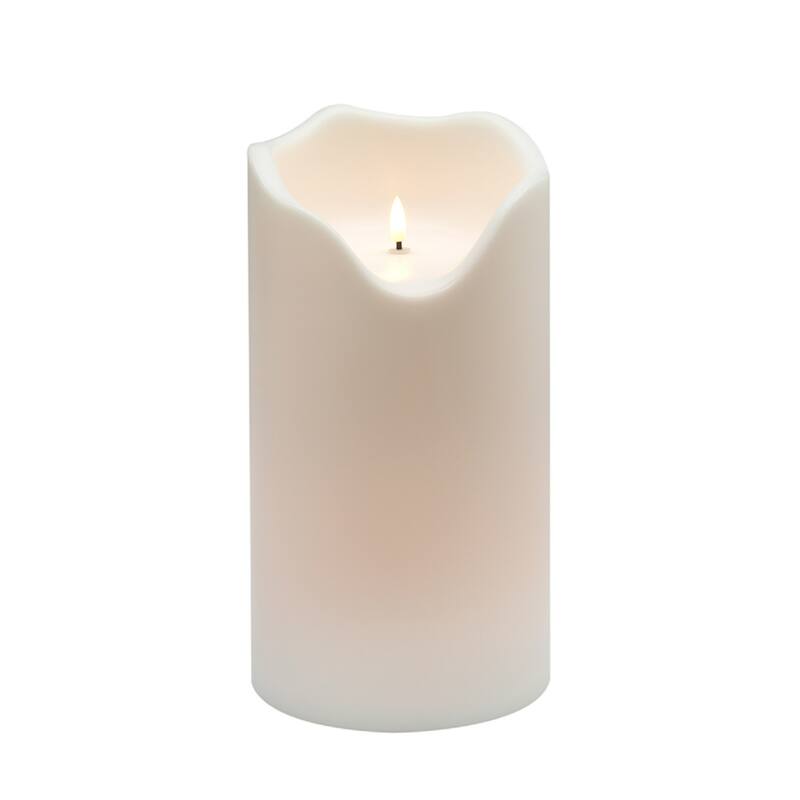 LED Lighted Medium Melted Flameless Pillar Candle - 11.75" - White