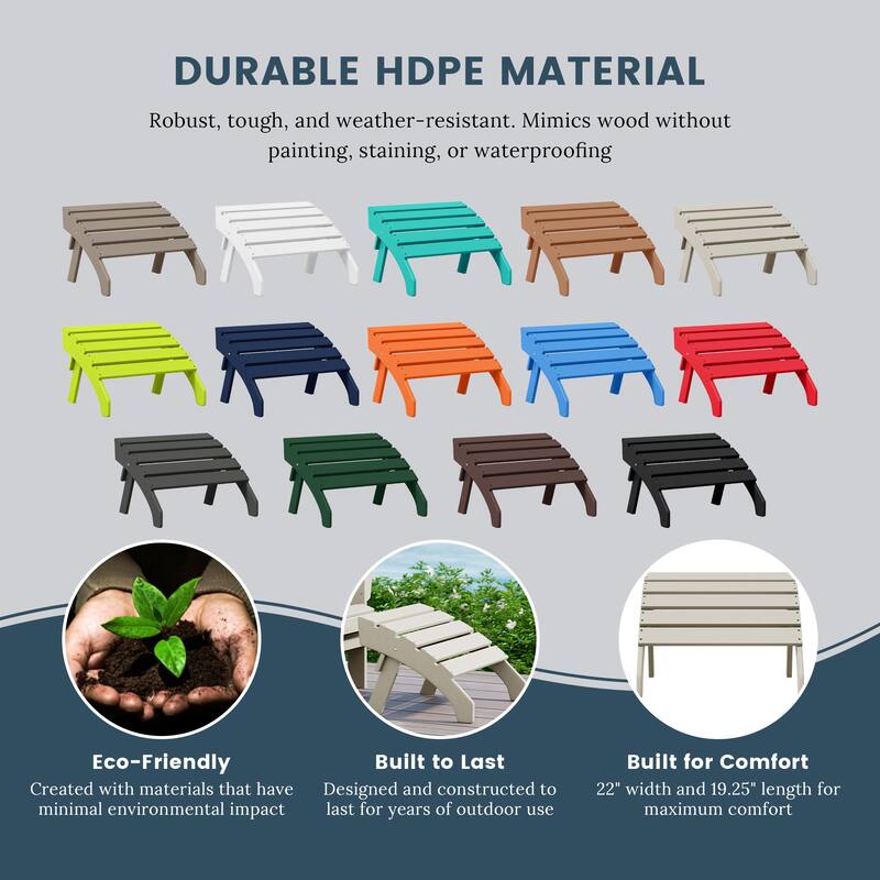 Polytrends Altura Outdoor Adirondack Folding Ottoman