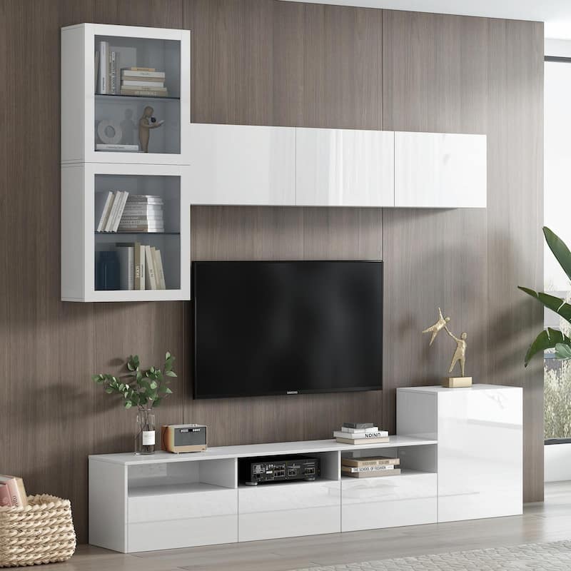 Glossy TV Stand with Spacious Storage
