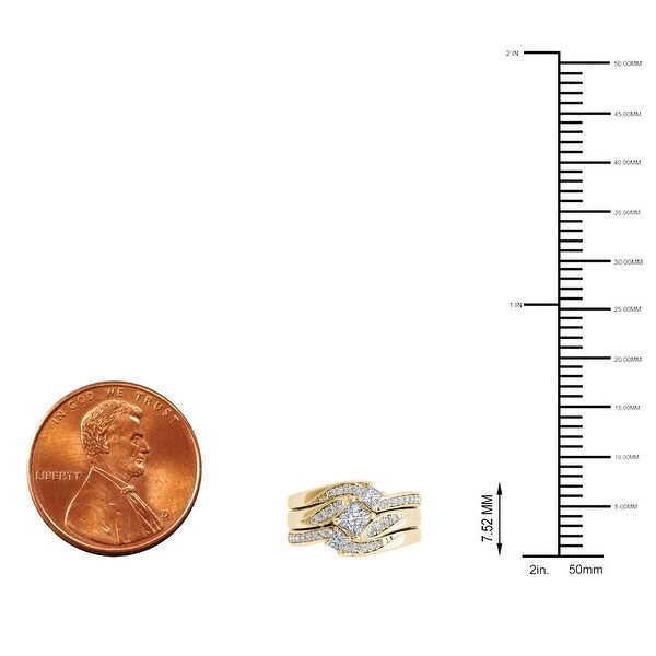 De Couer 14k Yellow Gold 1ct TDW Diamond Bridal Ring Set