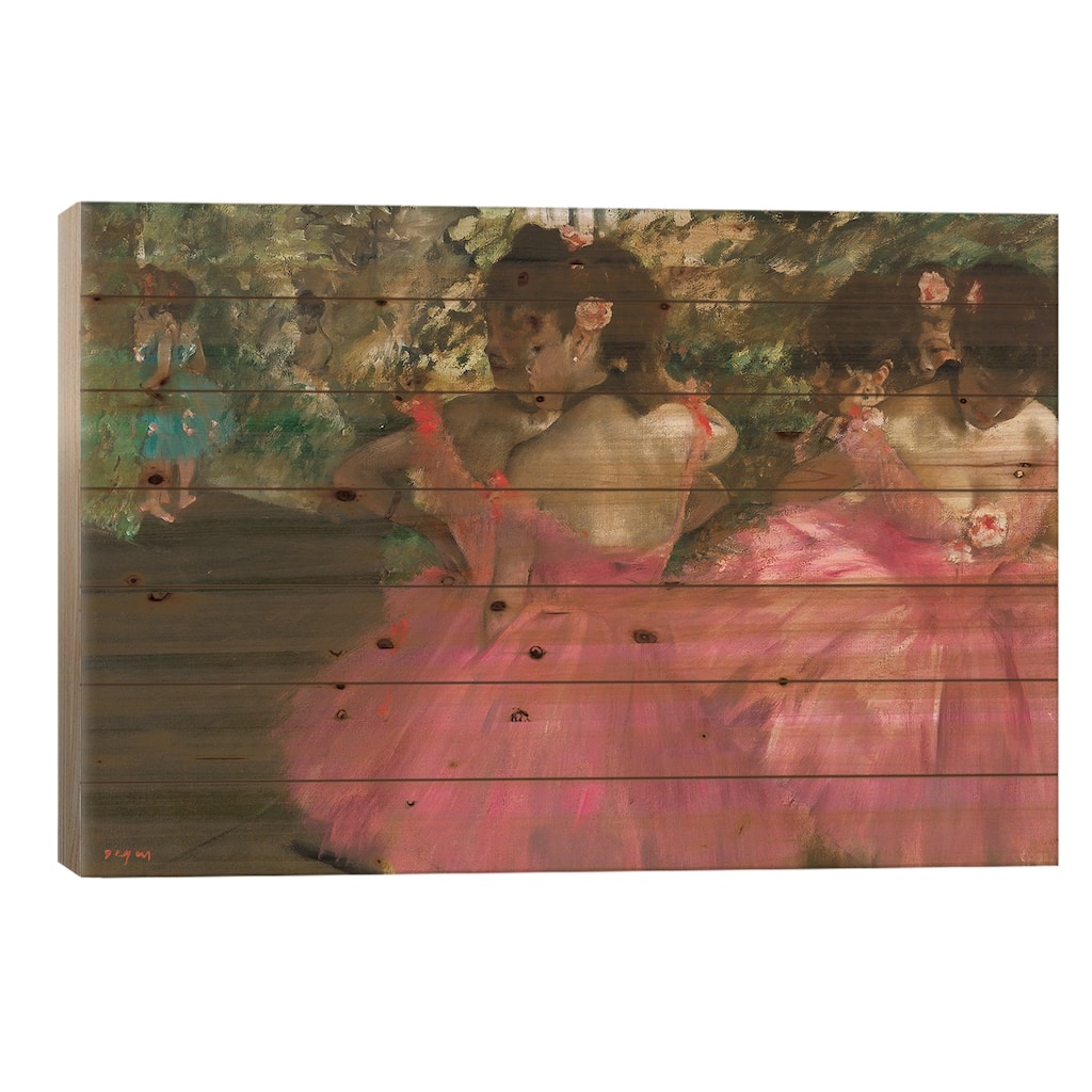 Ballerina In Red Print On Wood by Edgar Degas - Multi-Color