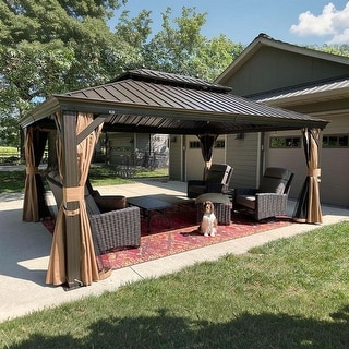 PURPLE LEAF Outdoor Gazebo Aluminum Frame Galvanized Steel