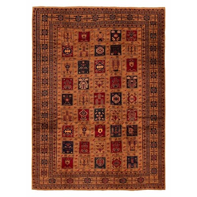 ECARPETGALLERY Hand-knotted Teimani Brown Wool Rug - 6'9 x 9'2