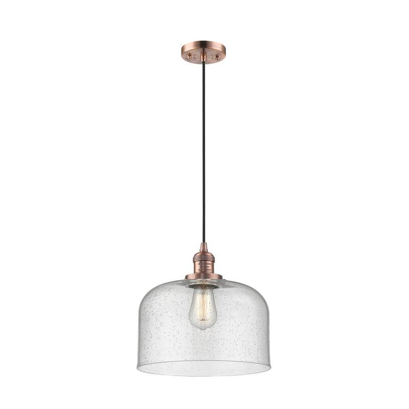 Innovations Lighting X-Large Bell Single Light 12" Wide Pendant - Antique Copper / Seedy