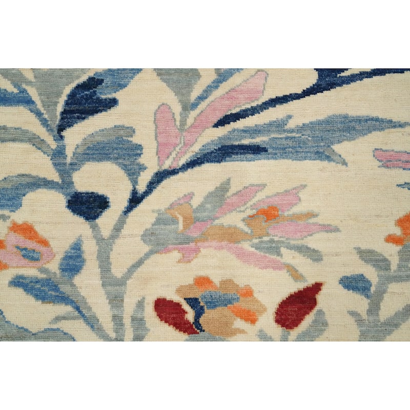 Hand Knotted Oriental 100% Wool Carpet Transitional Floral Beige & Ivories Oushak Area Rug - 9' 11'' X 8' 4''