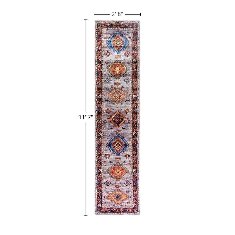 Serapi One-of-a-Kind Hand-Knotted Runner Rug - Purple, 2' 8" x 11' 7" - 2' 8" x 11' 7"