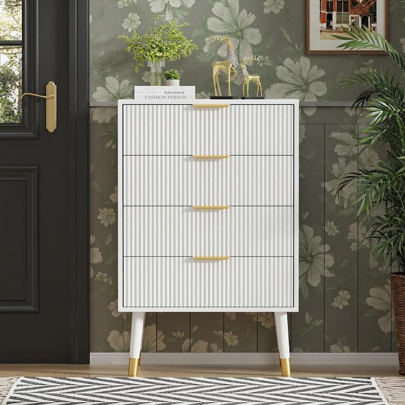 35" Modern 4-Drawer Dresser - White
