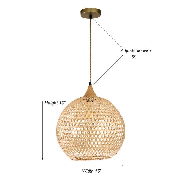 Round Rattan Pendant Light - Bed Bath & Beyond - 34442710