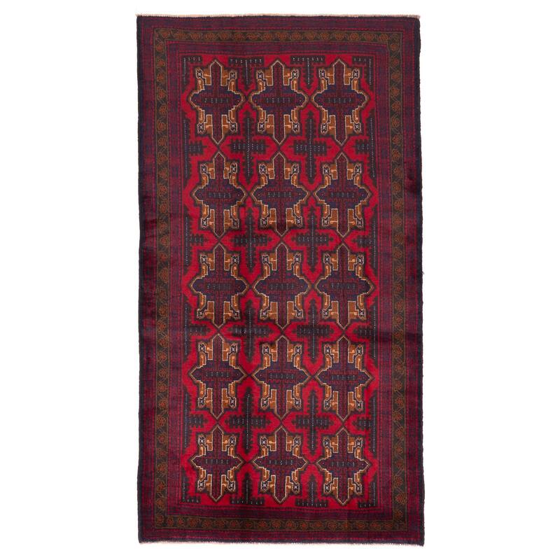 ECARPETGALLERY Hand-knotted Teimani Red Wool Rug - 3'8 x 6'10