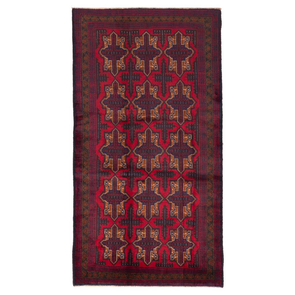 ECARPETGALLERY Hand-knotted Teimani Red Wool Rug - 3'8 x 6'10
