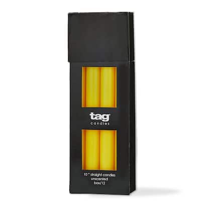 Color Studio 10" Straight Taper Unscented Smokeless Paraffin Wax Candle Yellow Burn Time 10 hrs. Sold in Units of 1