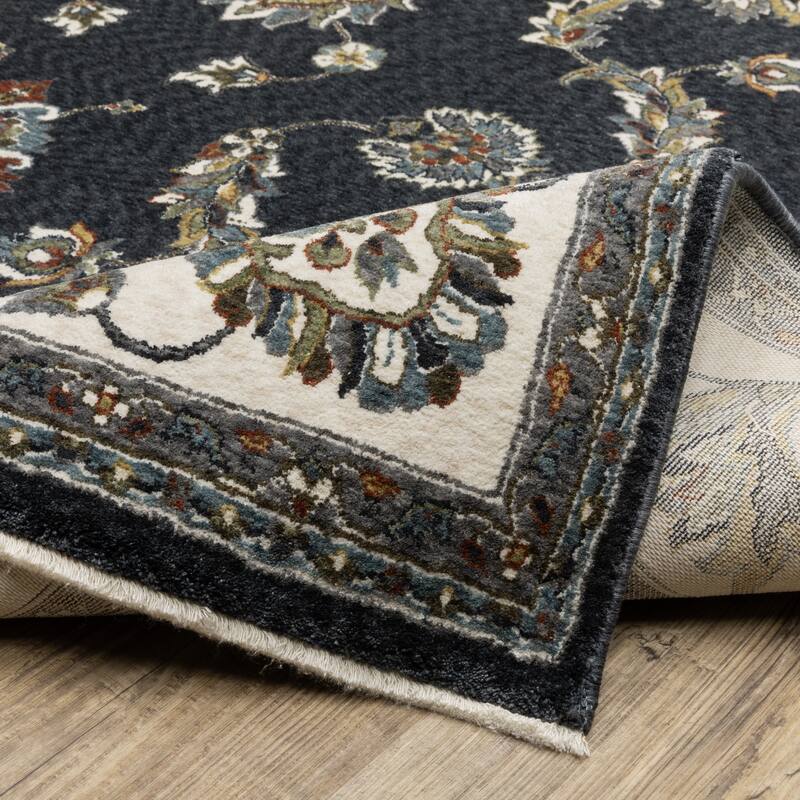 Style Haven Victoria Bordered Traditional Navy/ Ivory Area Rug
