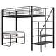 preview thumbnail 7 of 5, Twin Size Metal Loft Bed Featuring Bench and Storage Staircase
