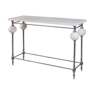 Amadeo 49 in. W Rectangular Stone and Metal Console Table