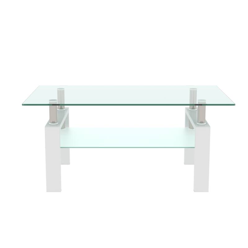 Rectangle Glass Coffee Table, Clear Coffee Table, Modern Side Center Tables for Living Room, Living Room Furniture