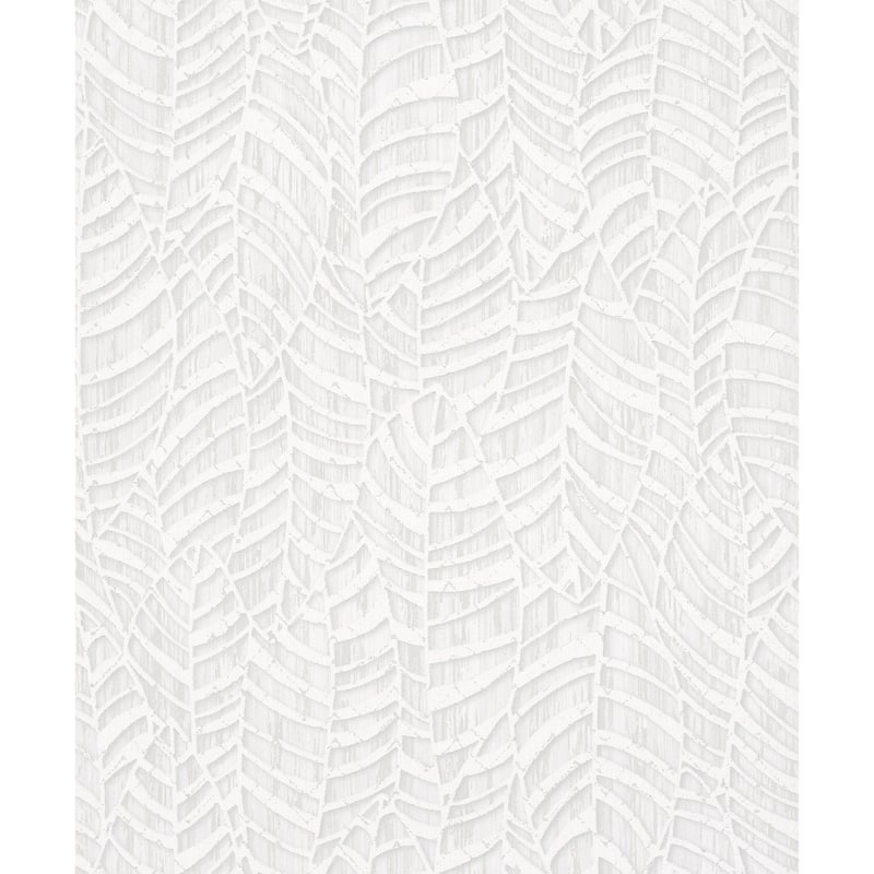 Galerie Wallcoverings Serene Collection Metallic Botanical Leaves Vinyl on Non-woven Wallpaper Roll - 33 feet x 21 inches - White