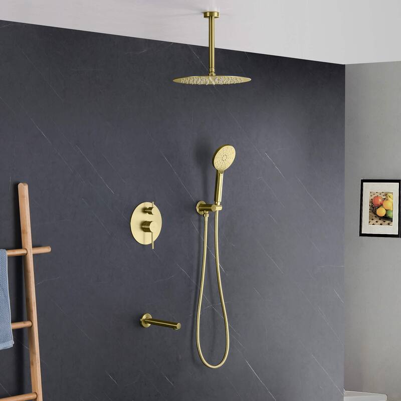 Pressure Balanced Ceiling Mounted 3-Function Shower System with Rough In Valve