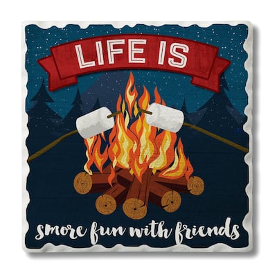 Counterart Absorbent Stone Coasters - Life Is Smore Fun - Set of 4 - 4x4x225