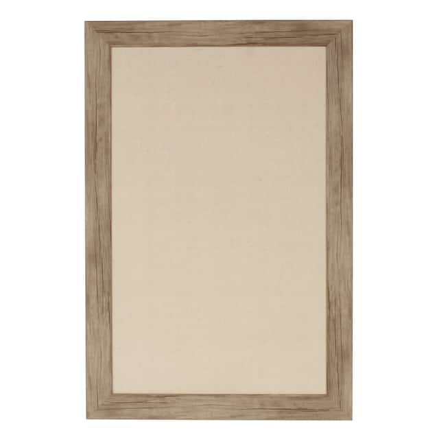 DesignOvation Beatrice Framed Linen Fabric Pinboard - 18x27 - Rustic Brown