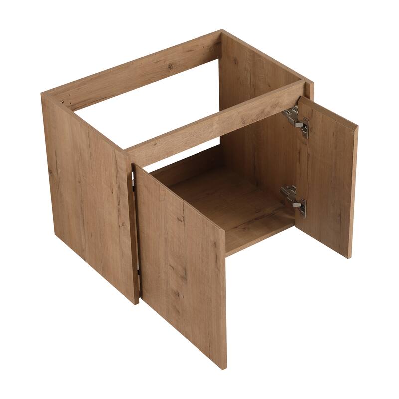 24-Inch Floating Bathroom Vanity with Thick Edge Resin Sink and Soft-Close Doors for Compact Spaces